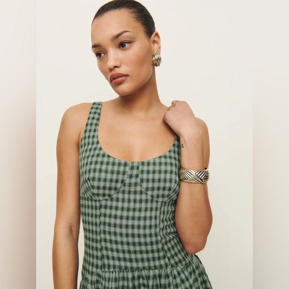 Reformation Roslyn Linen Dress in Cactus. Brand new without tags,  never worn. - Picture 3 of 16